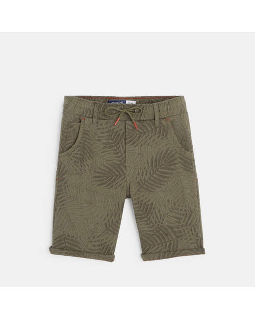 Bermuda slim en molleton imprimé vert garçon