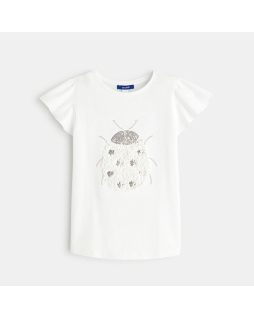 T-shirt à motif coccinelle blanc fille