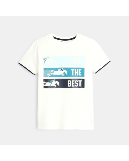 T-shirt "Give the best" blanc garçon