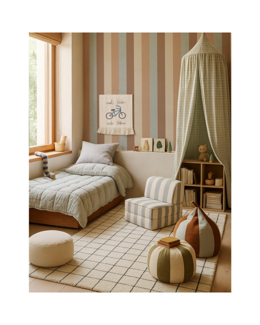 Papier peint enfants Rayures Quatres Naturelles