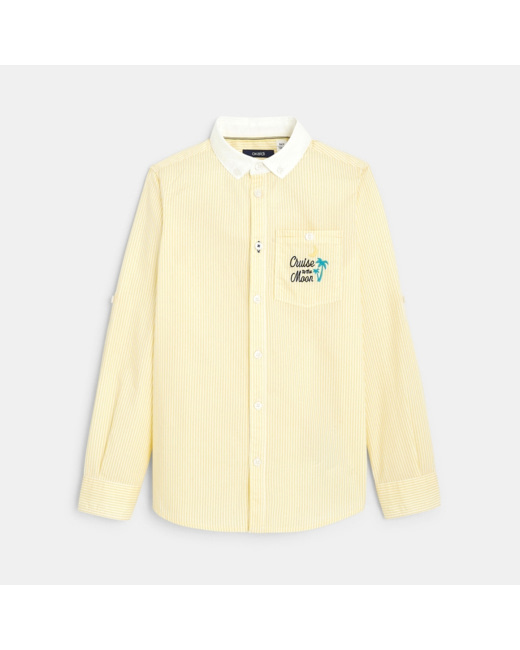 Chemise rayée à col américain jaune garçon