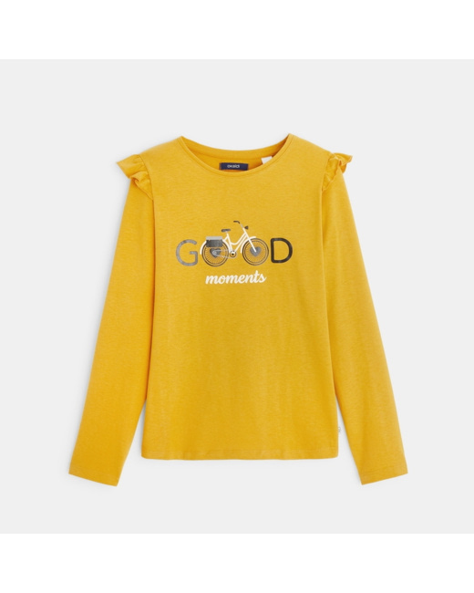T-shirt à épaules volantées jaune fille