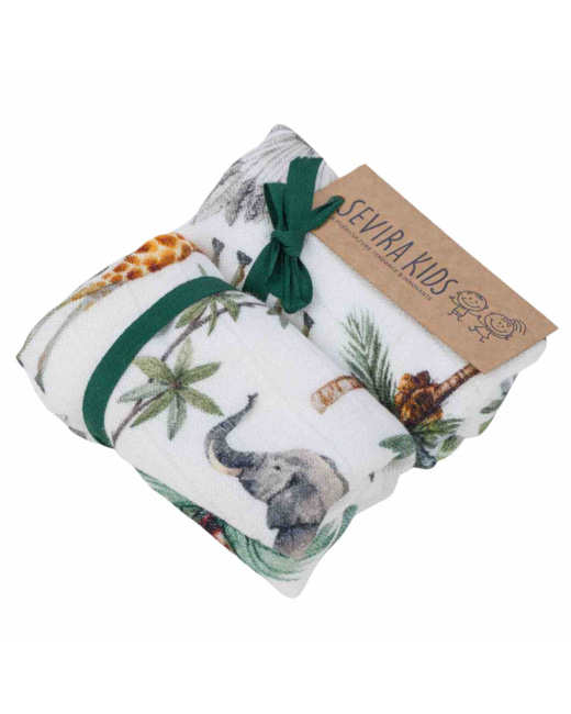 Lot de 2 langes en bambou, Safari
