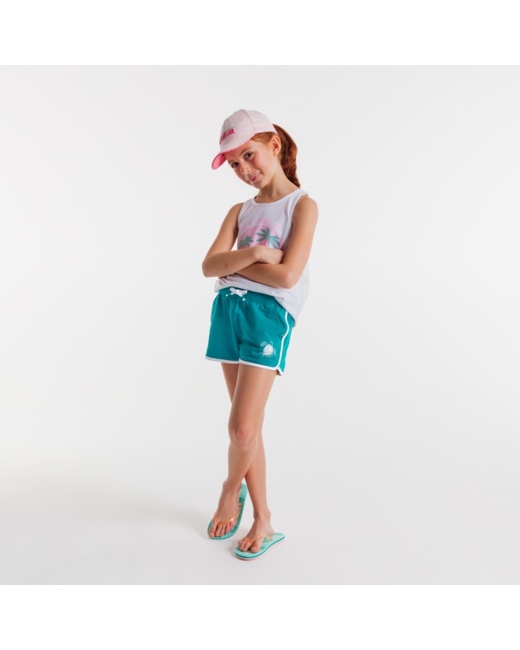 Short uni en jersey doux vert fille