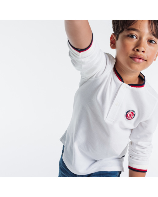T-shirt manches longues à écusson blanc garçon