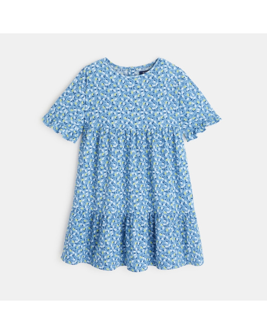 Robe imprimée volantée bleue fille