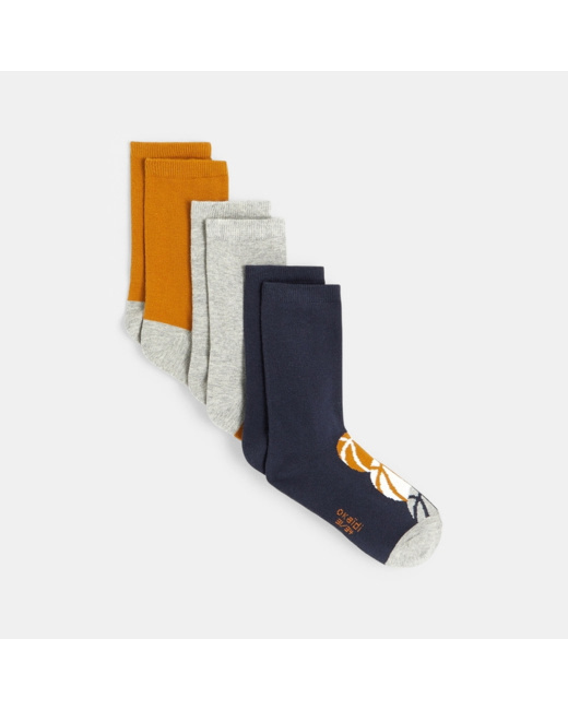 Chaussettes fantaisie (lot de 3) jaunes garçon