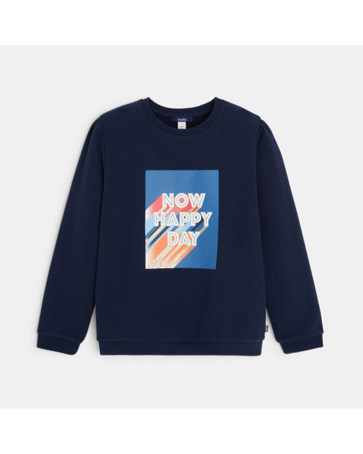 Sweat-shirt à message bleu fille