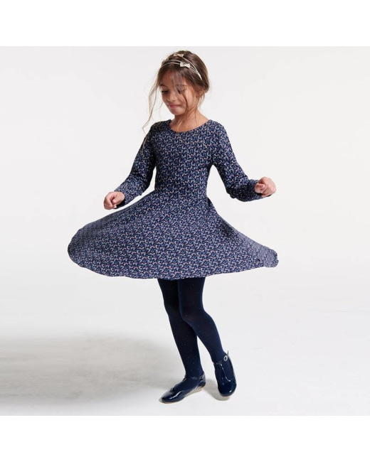 Robe imprimée évasée bleue fille