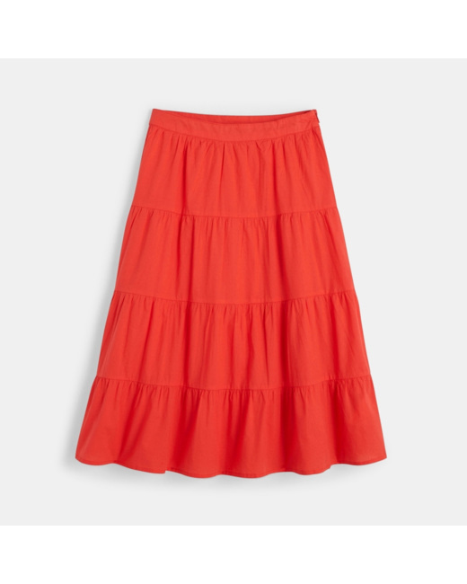 Jupon évasé uni rouge fille