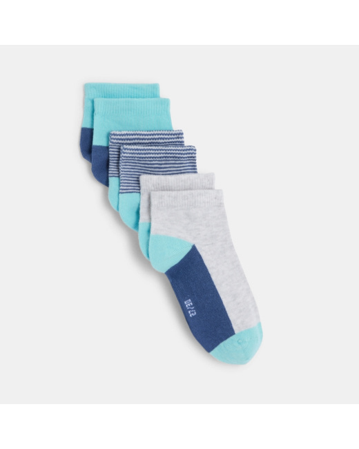 Socquettes colorées (lot de 3) turquoise garçon