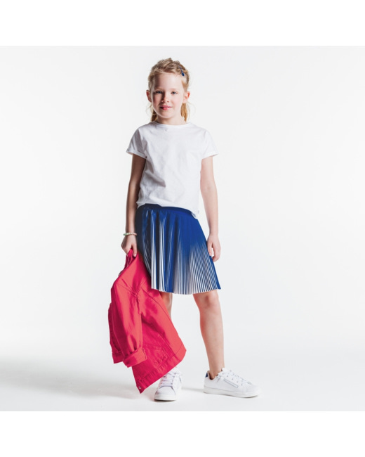 Jupe plissée bicolore bleue fille