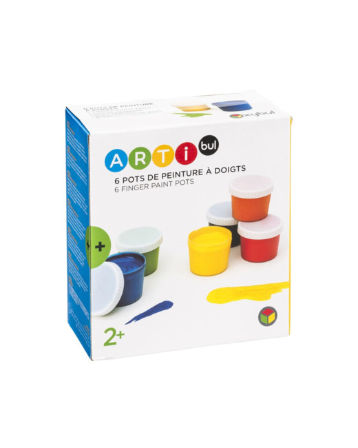 6 pots de peinture à doigts