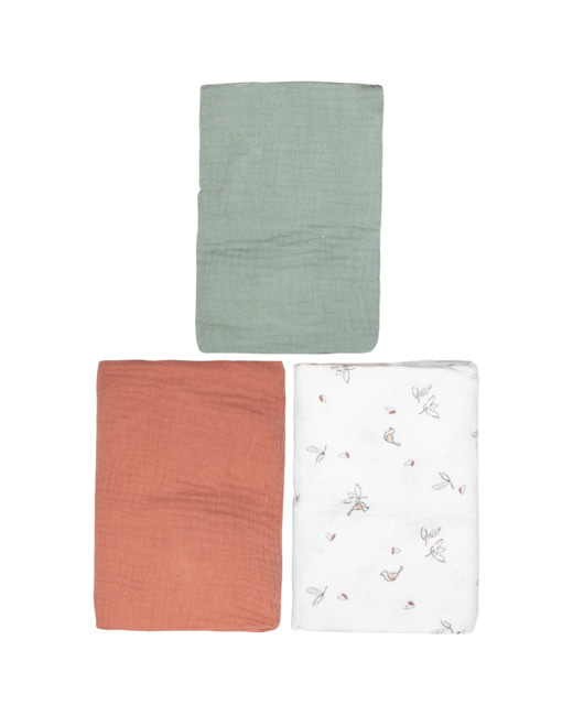 Lot de 3 Draps housses couffin en gaze de coton Melody
