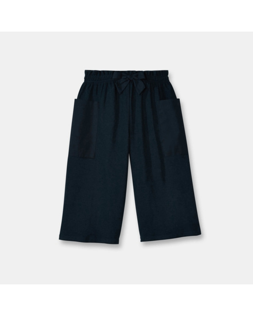 Pantalon court et large bleu fille