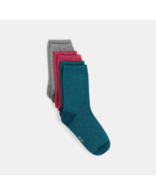 Chaussettes unies (lot de 3) roses fille