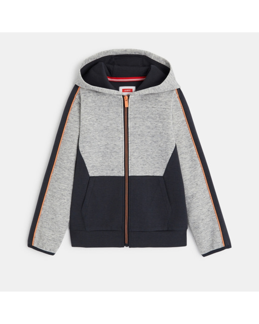 Sweat-shirt zippé à capuche gris garçon