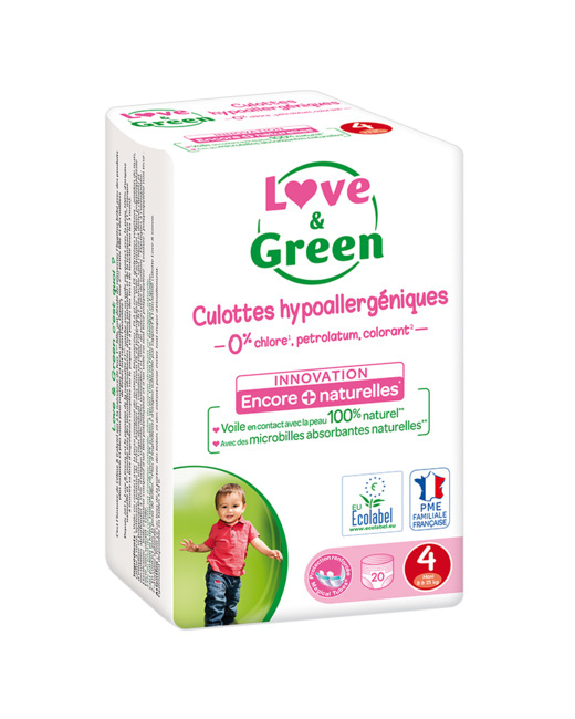 Love & Green - Couches Bébé Saines et Ecologiques - Taille 3 (4-9 kg) -  Pack 1 Mois (208 couches) - Absorbante, anti-fuites et sans ingrédients