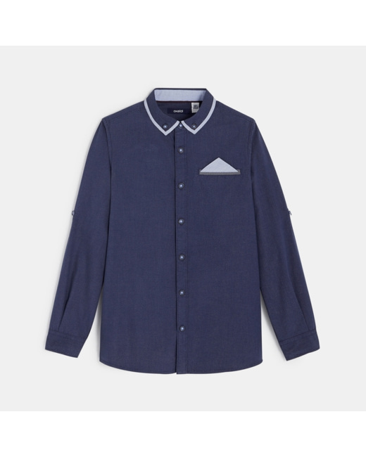 Chemise à col américain bleue garçon