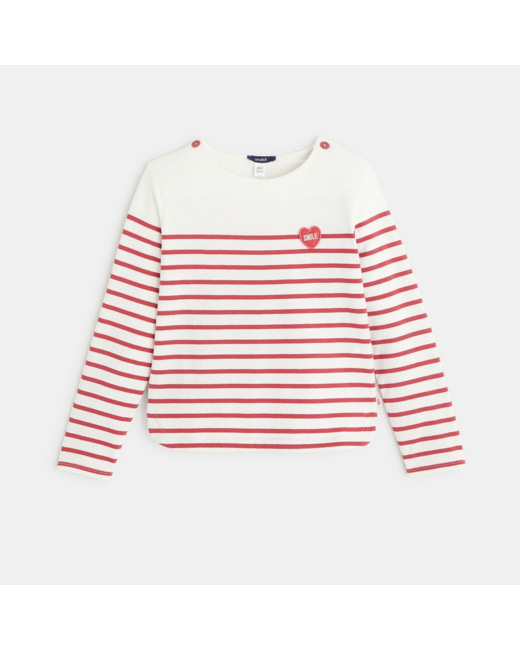T-shirt marinière à personnaliser d'un cœur rose fille