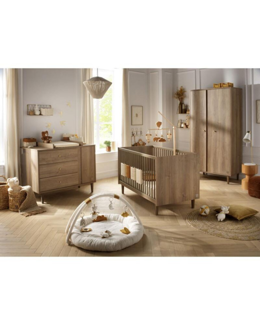 Chambre Trio Mokka Lit bébé évolutif + Commode + Armoire