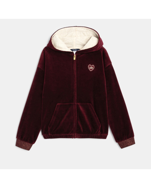 Sweat-shirt en velours éponge violet fille