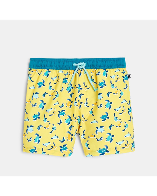 Short de bain imprimé jaune garçon