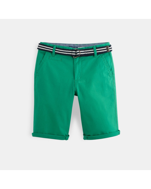 Bermuda slim en toile vert garçon