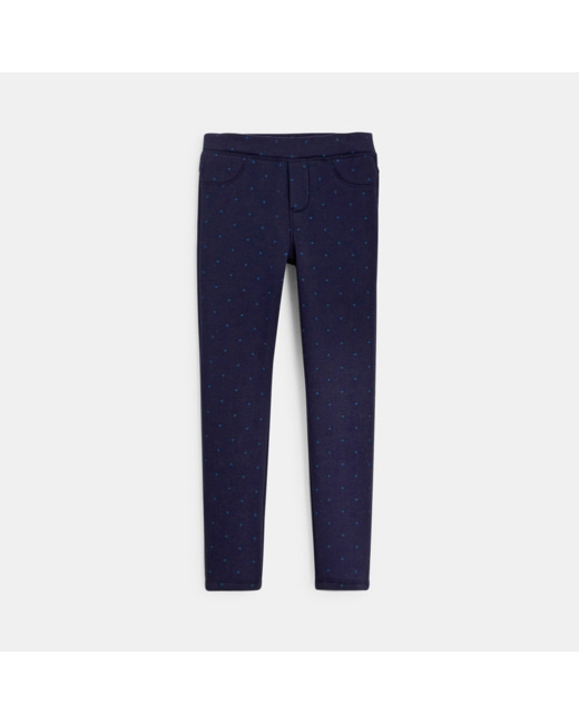 Jeggings en molleton doux et chaud bleu fille