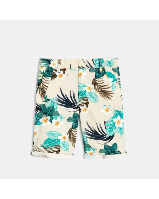Bermuda slim imprimé blanc garçon