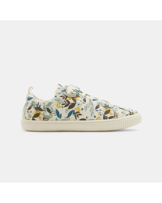 Tennis toile lacets et scratch blanches fille