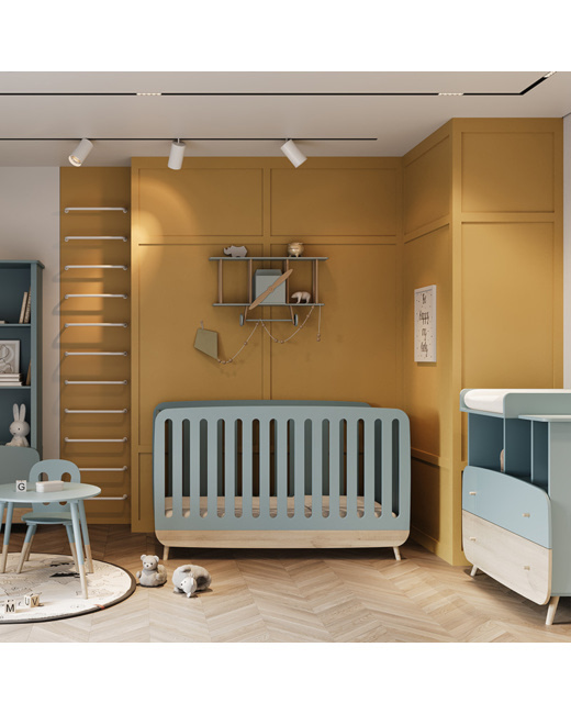 Chambre Duo Firmiana Lit bébé évolutif + Commode + Plan à langer