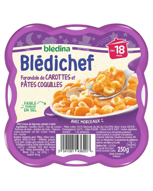 BLEDICHEF Farandole de carottes et pâtes coquilles