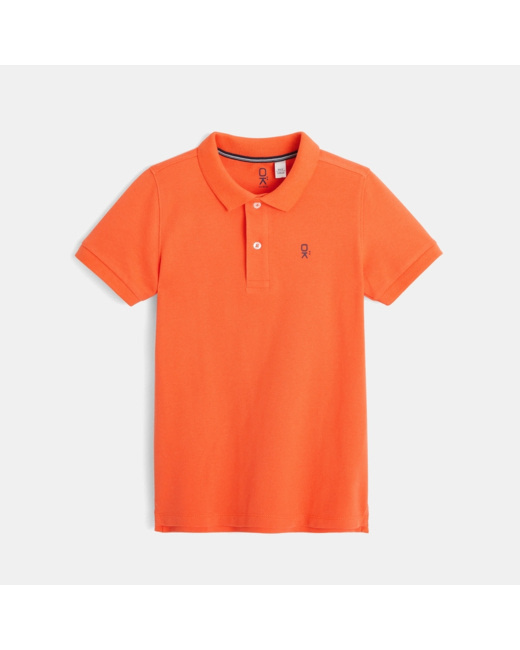 Polo en coton piqué orange garçon