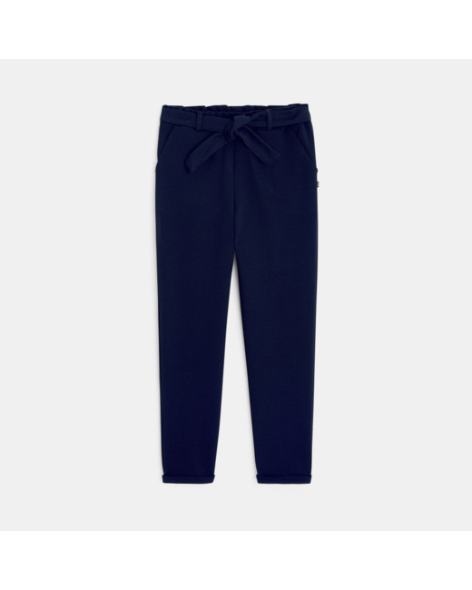 Pantalon chic et ceinturé bleu fille