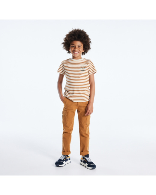 Pantalon cargo en toile unie orange garçon