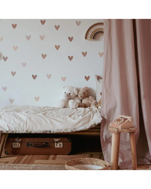 Planche de stickers - Coeurs rose et beige