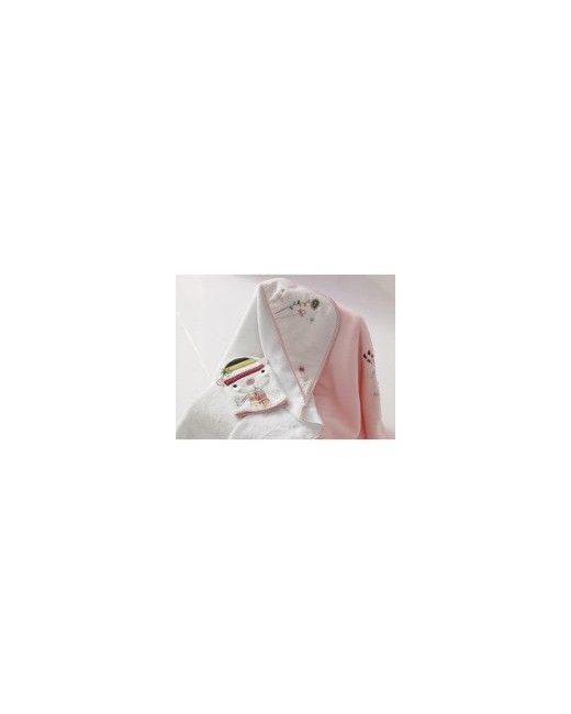 Carré de bain et gant de toilette Scrapbook rose