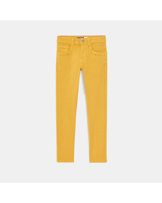 Pantalon skinny en toile unie jaune garçon