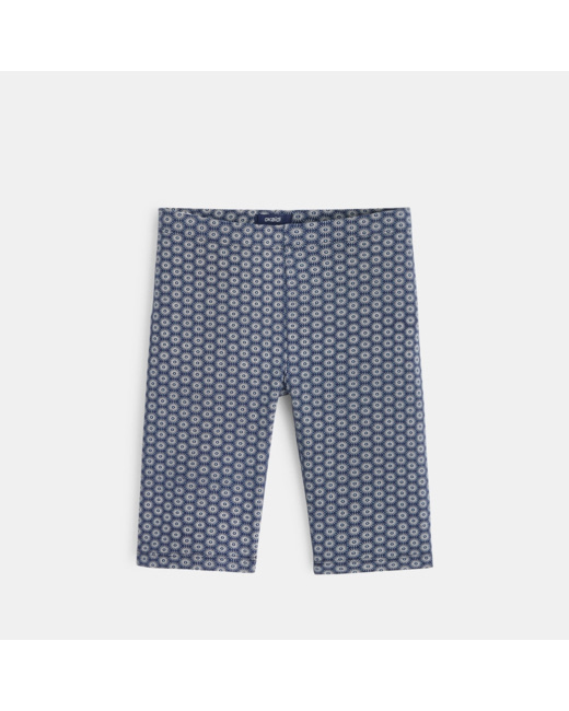 Legging court imprimé bleu fille