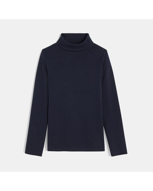 T-shirt col roulé uni bleu garçon