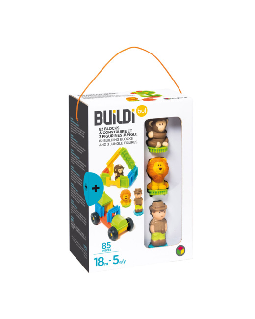 82 blocks à construire et 3 figurines jungle - Buildibul