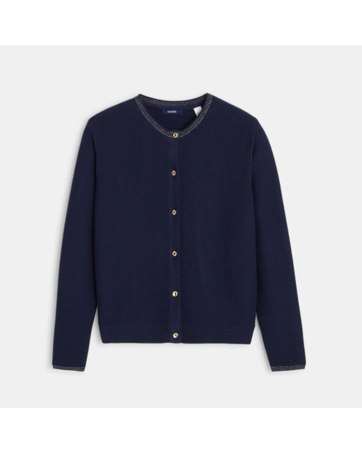 Gilet boutonné bleu fille