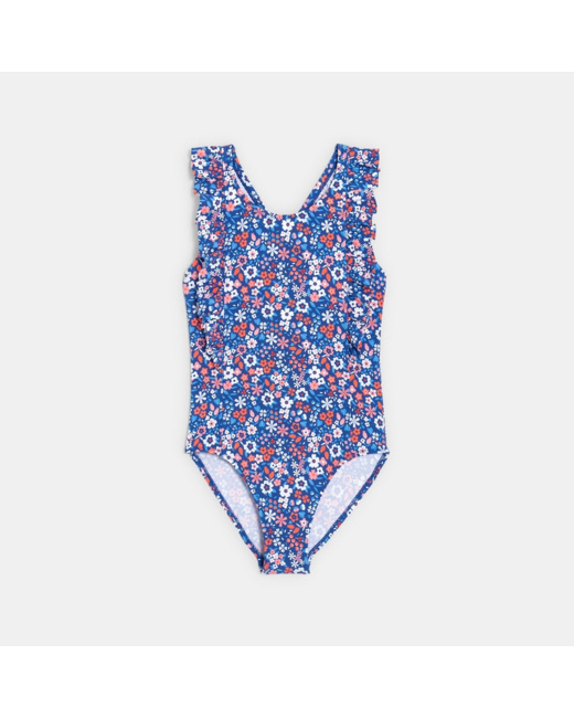 Maillot de bain 1 pièce imprimé bleu fille