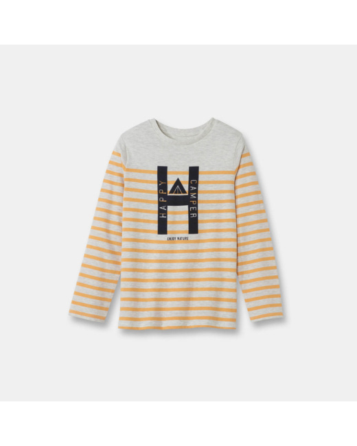 T-shirt marinière manches longues jaune garçon