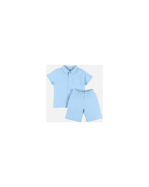 Pyjama avec col chemise en jersey gaufré