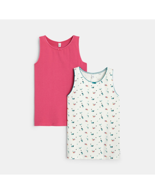 Débardeur en coton biologique (lot de 2) rose fille