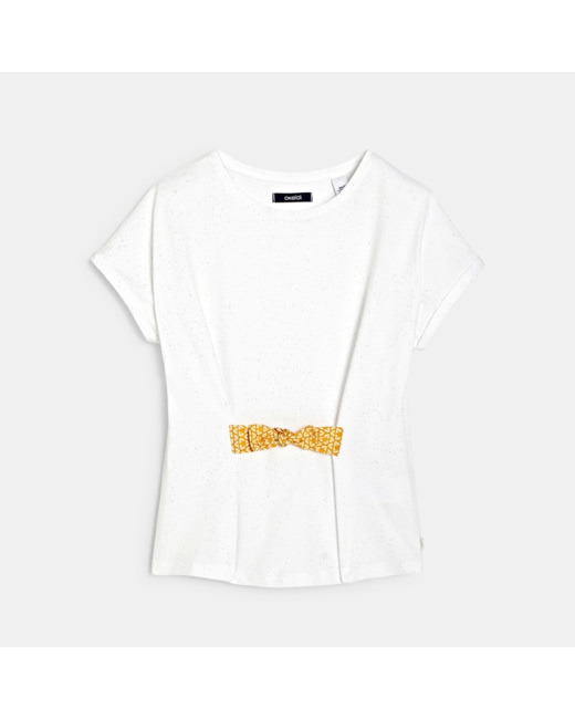 T-shirt effet ceinturé blanc fille