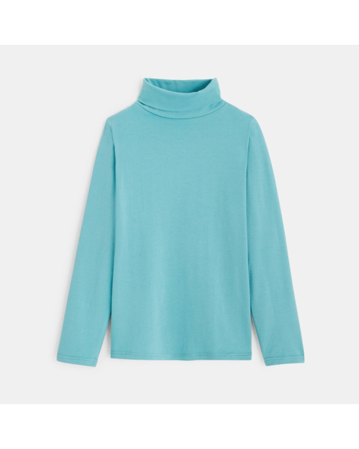 T-shirt col roulé manches longues vert garçon