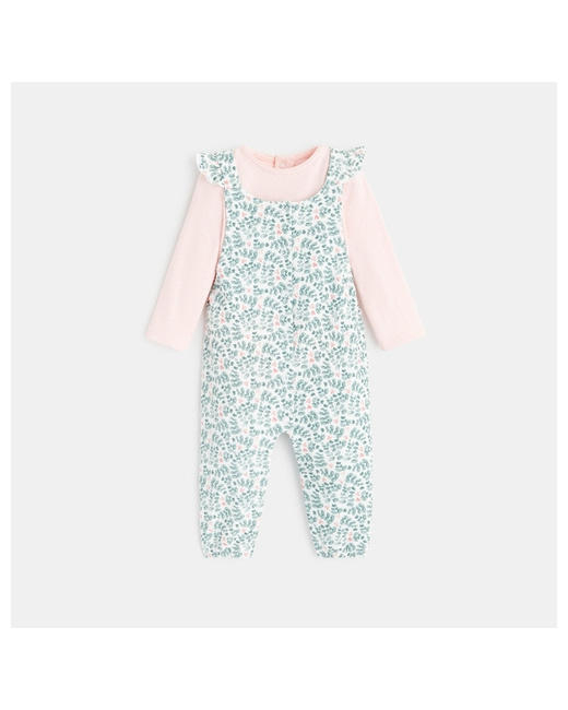 Salopette fleurie et body pointelle